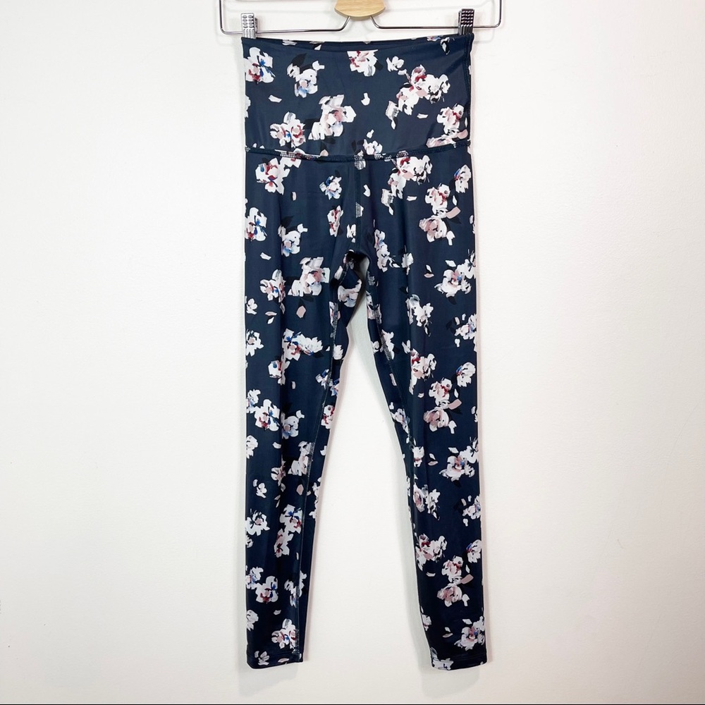 Beyond Yoga Lux Leggings Polyester High Rise Black Floral Print Size XS